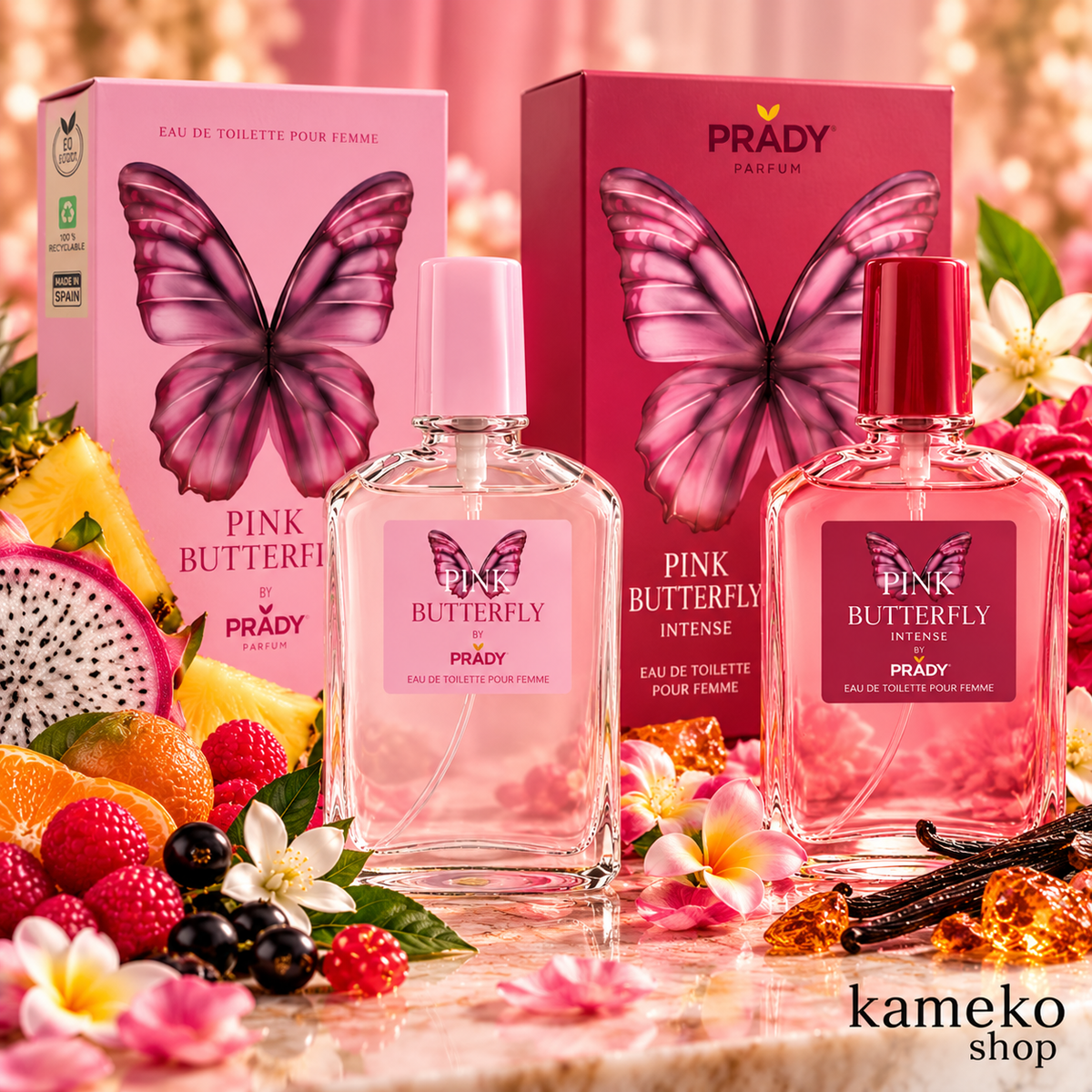 Pack PRADY Pink Butterfly + Pink Butterfly Intense | 2 Colonias Eau de Toilette | Afrutadas y Florales