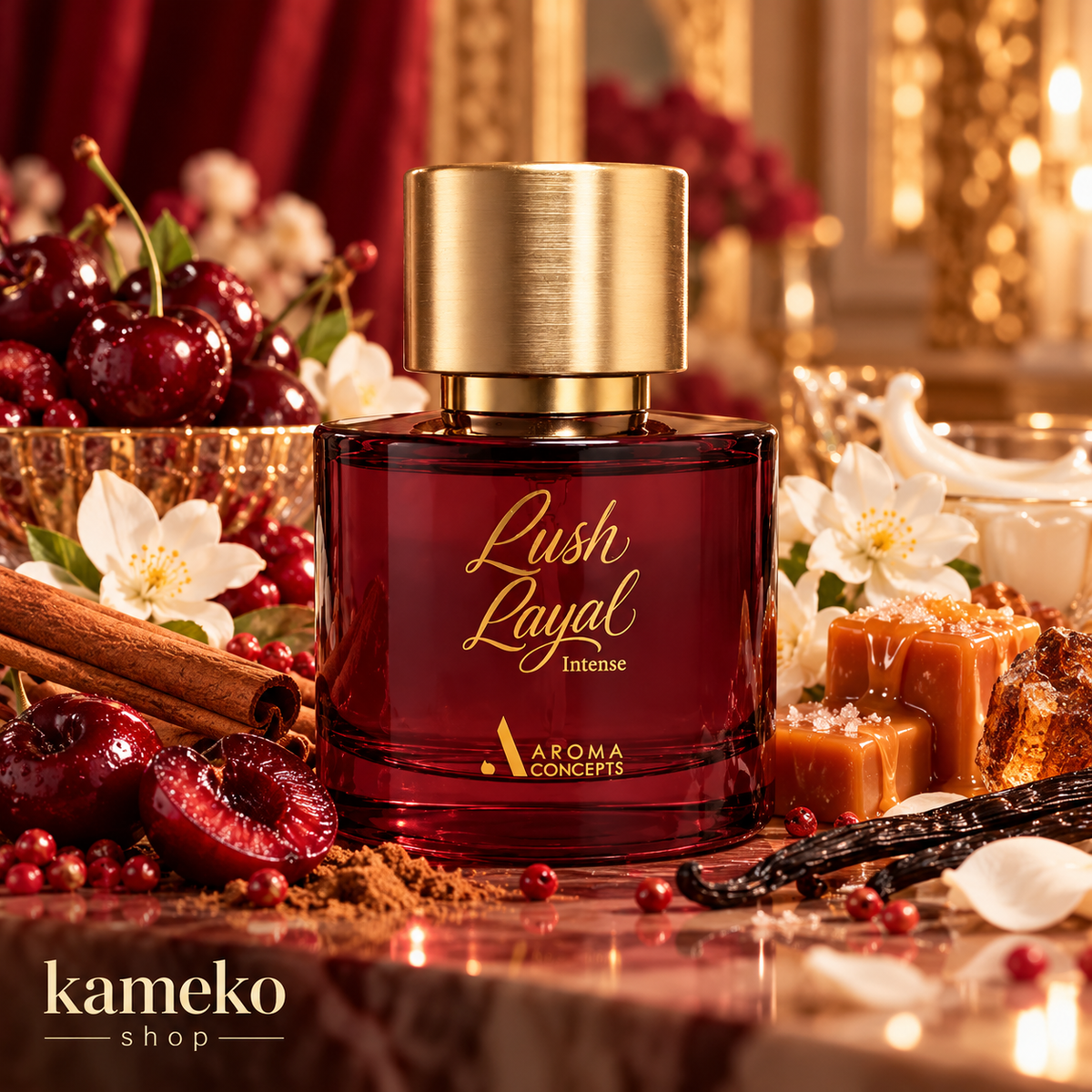 Aroma Concepts Lush Layal Eau de Parfum 50 ml | Perfume Árabe Femenino de Cereza, Leche, Vainilla y Caramelo