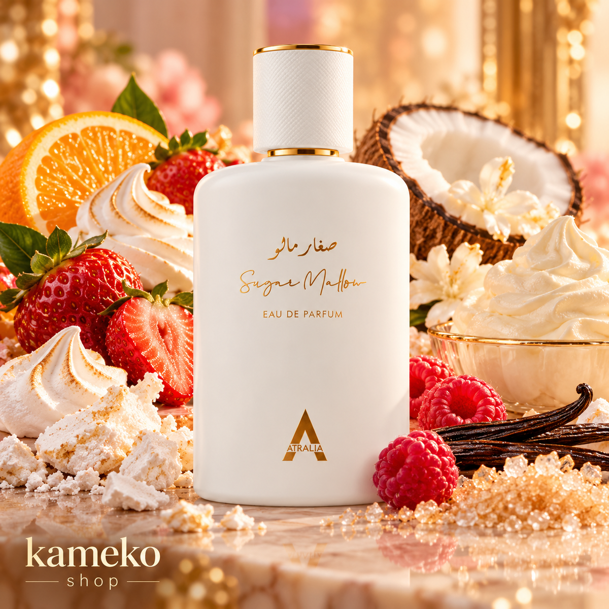 Atralia Sugar Mallow Eau de Parfum 100 ml | Perfume Árabe Unisex Dulce Gourmand de Nata, Vainilla y Fresa