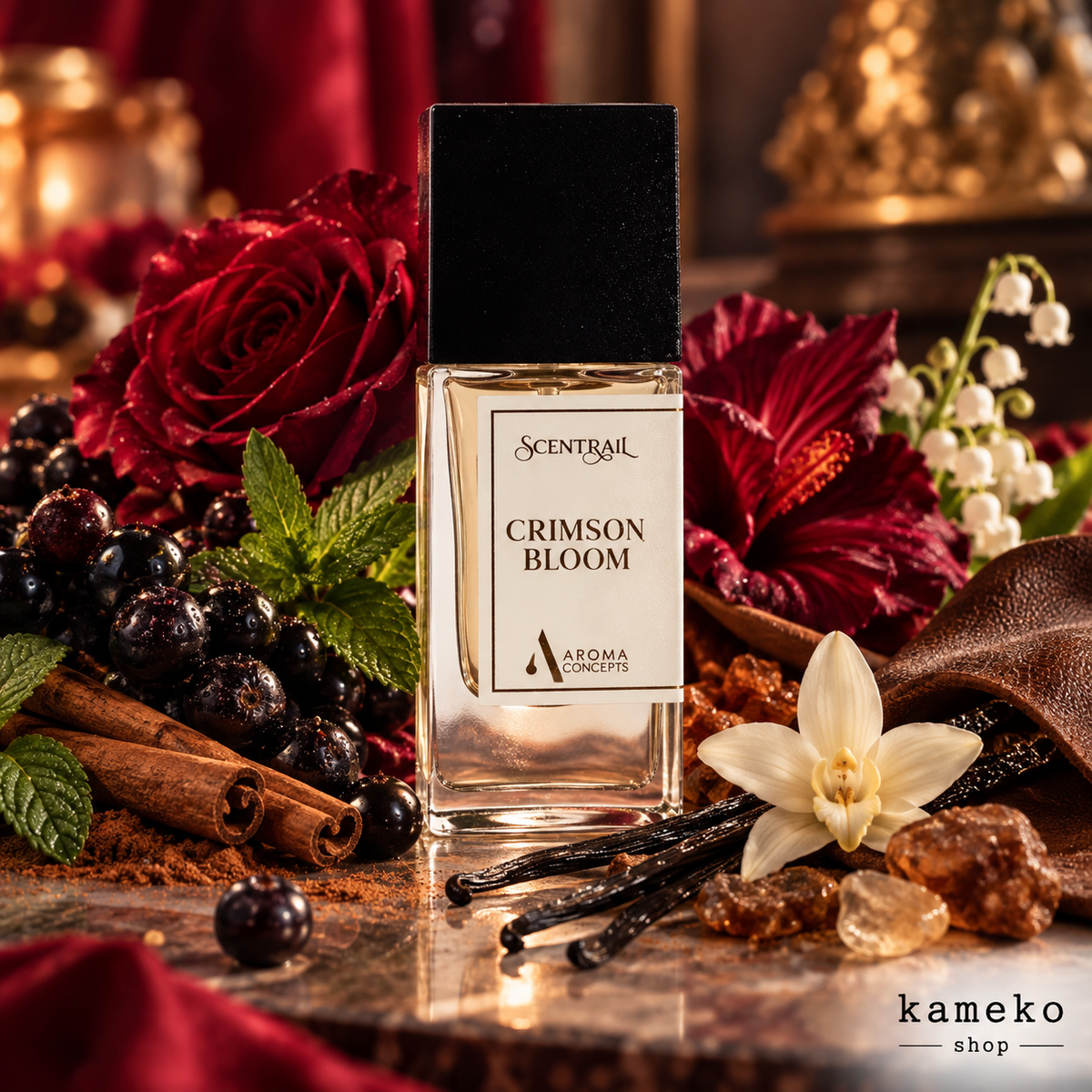 Crimson Bloom | Perfume Árabe Unisex 50 ml | Grosella Negra, Canela, Rosa y Vainilla