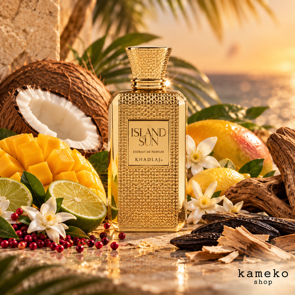 Island Sun | Perfume Árabe Unisex 100 ml | Mango, Coco, Lima y Haba Tonka