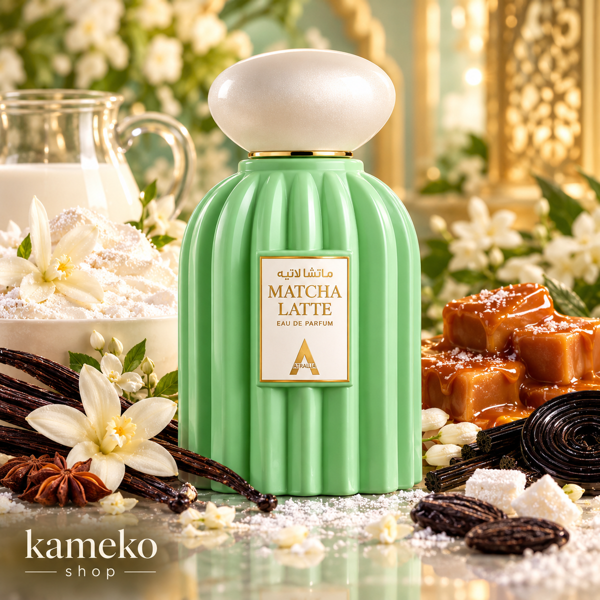 Atralia Matcha Latte Eau de Parfum 100 ml | Perfume Árabe Unisex Dulce Gourmand de Vainilla y Caramelo