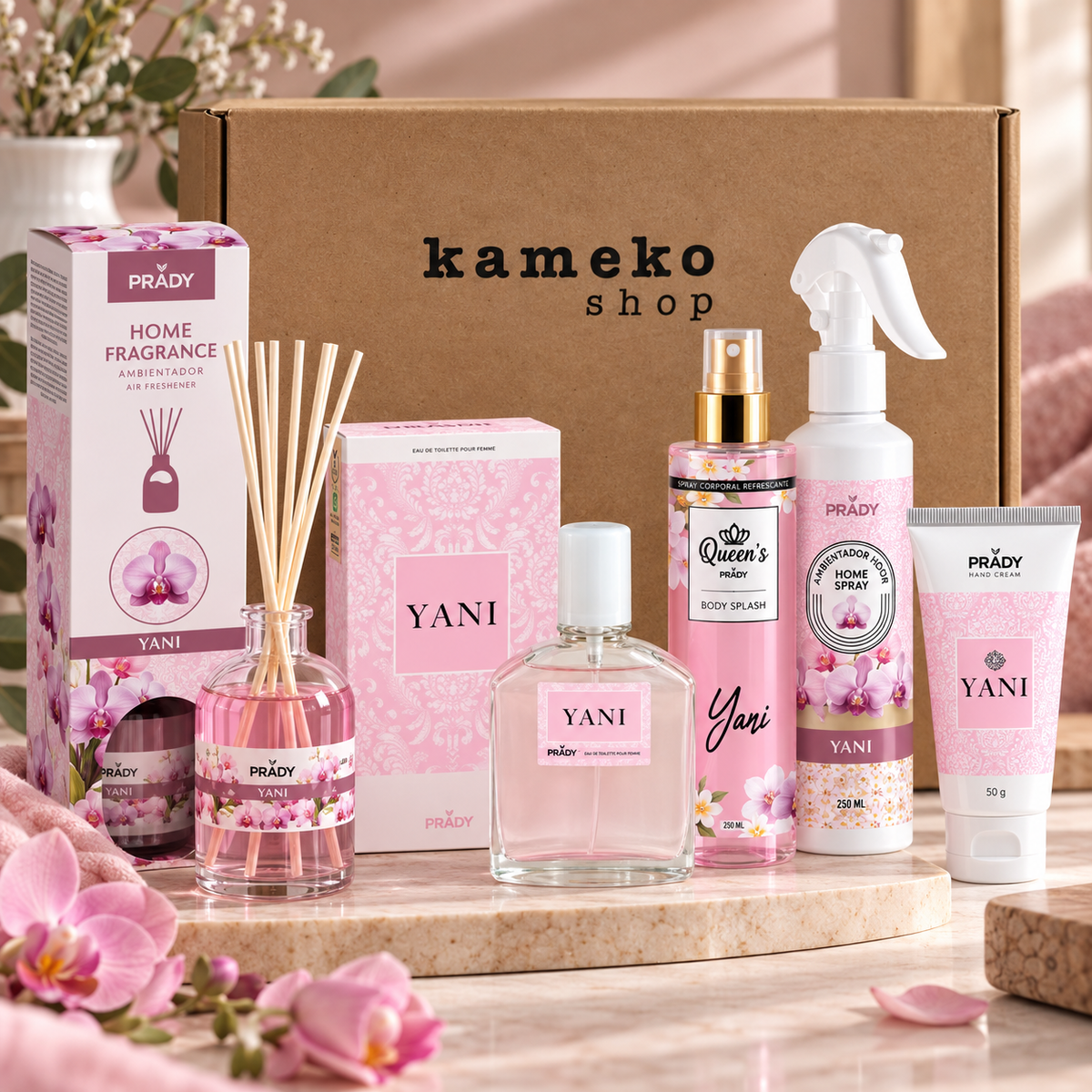 Pack Yani Rosa Completo | Perfume, Body Splash, Crema de Manos y Ambientadores | 5 Productos