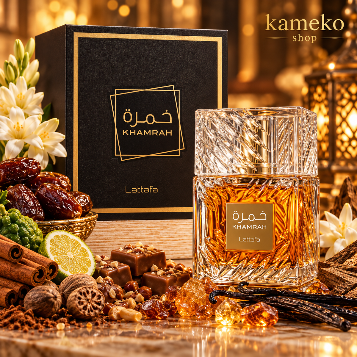 Lattafa Khamrah Eau de Parfum 100 ml – Fragancia Unisex Árabe Gourmand, Dulce e Intensa