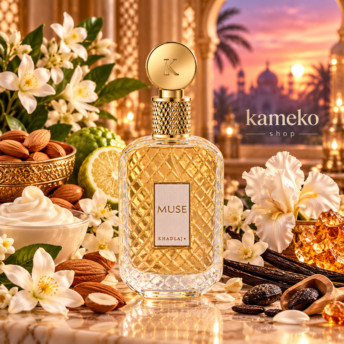 Khadlaj Muse Eau de Parfum | Perfume Árabe Cremoso de Almendra, Vainilla y Flores Blancas