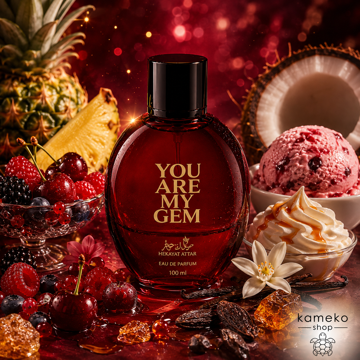 You Are My Gem | Perfume Árabe Unisex 100 ml | Frutos Rojos, Helado, Coco, Vainilla y Crema