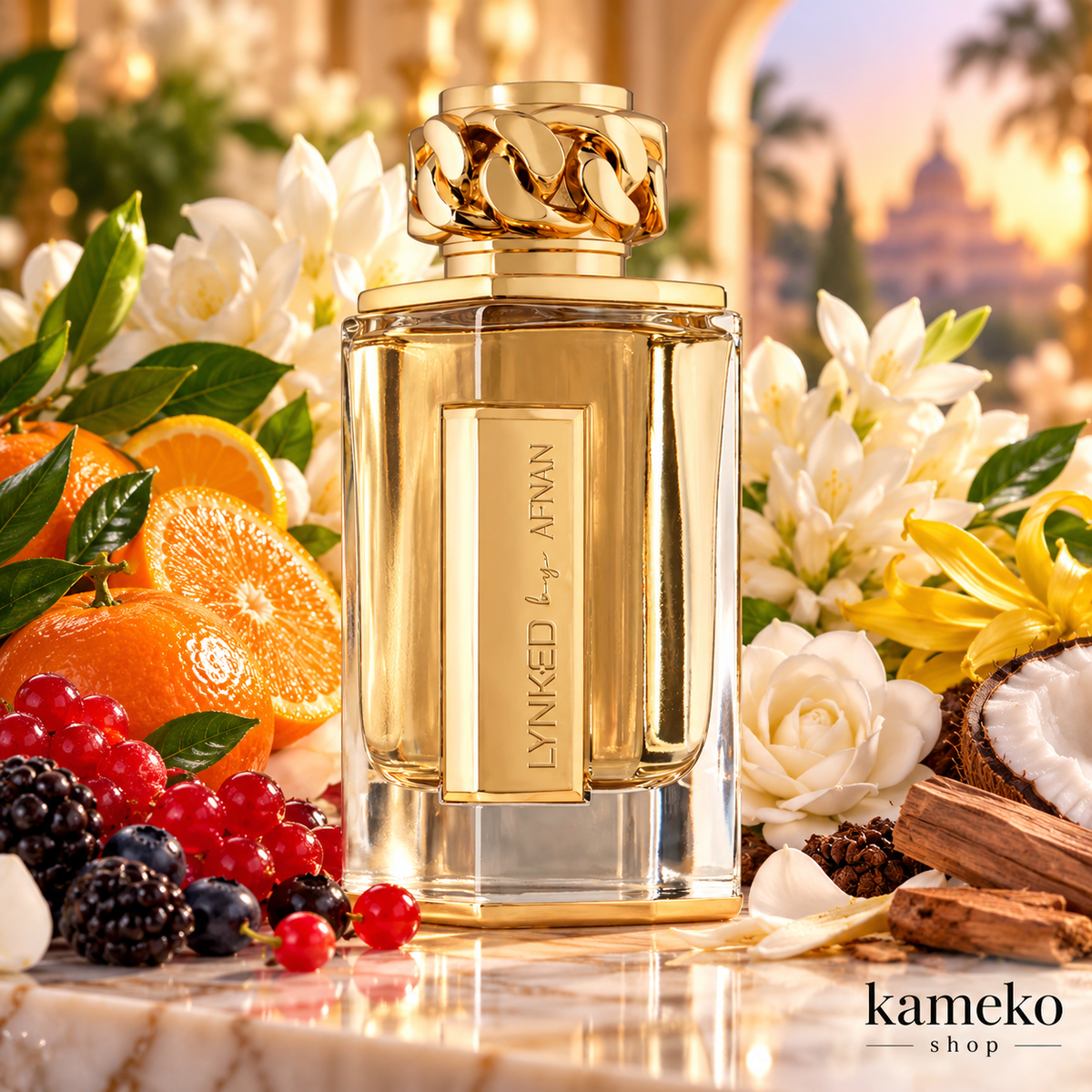 Afnan Lynked Forever | Perfume Árabe Floral, Afrutado y Cremoso con Coco, Gardenia y Sándalo